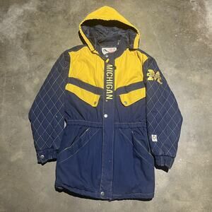 Vintage 90s University of Michigan Navy Conic Parka Coat